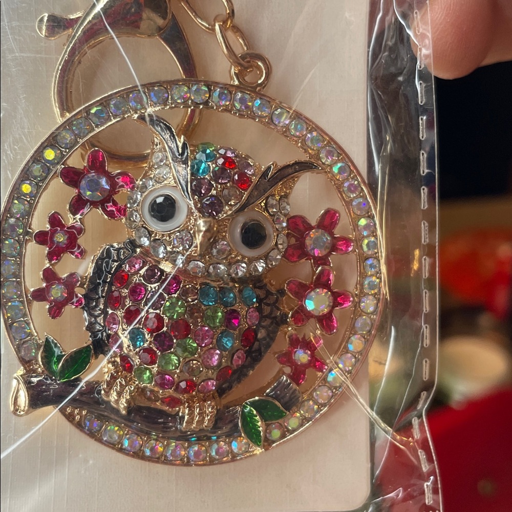 Gold and Multicolor Owl Keychain